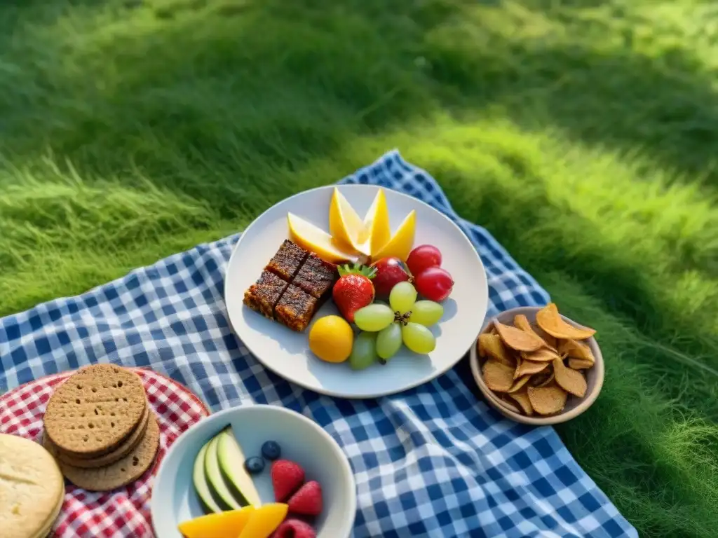 Un picnic en el parque con amigos disfrutando de snacks sin gluten