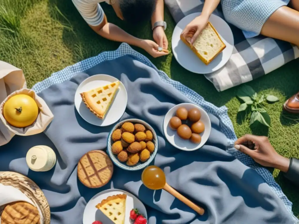 Picnic en el parque con comida sin gluten, comunidad y alegría