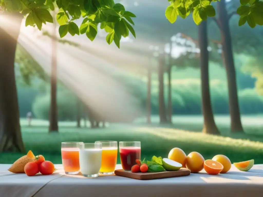 Un picnic vibrante con personas diversas disfrutando de probióticos sin gluten