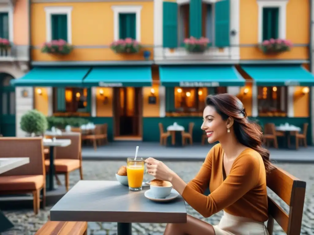 Placer seguro: viajero disfruta de una comida sin gluten en café al aire libre en ciudad europea