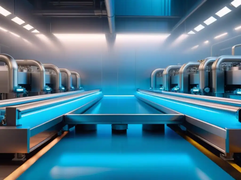 Planta de procesamiento de alimentos sin gluten: innovación futurista Planta de alimentos sin gluten con tecnologías emergentes innovadoras en azul futurista