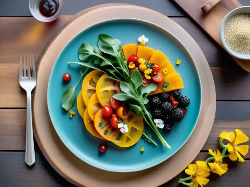 Platos sin gluten con ingredientes frescos y coloridos en una presentación vibrante