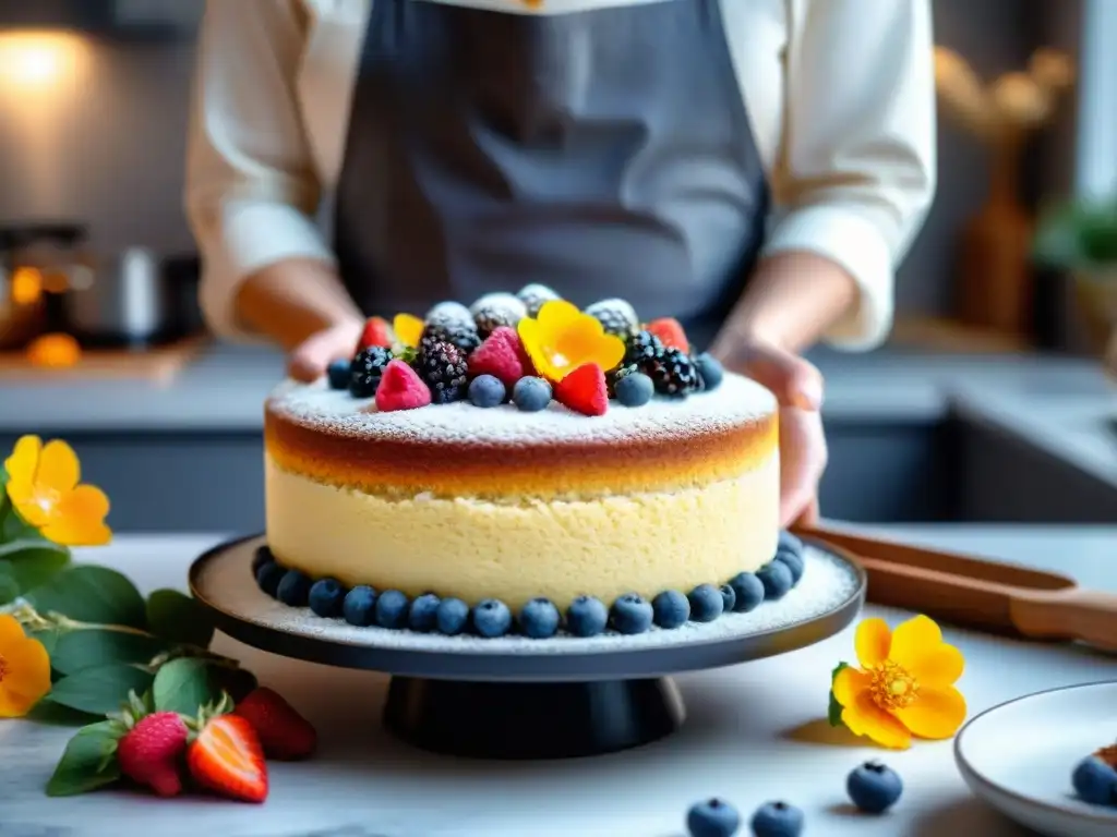 Preparación exitosa de receta sin gluten deliciosa en cocina moderna y luminosa con ingredientes variados como harina de almendra y aceite de coco