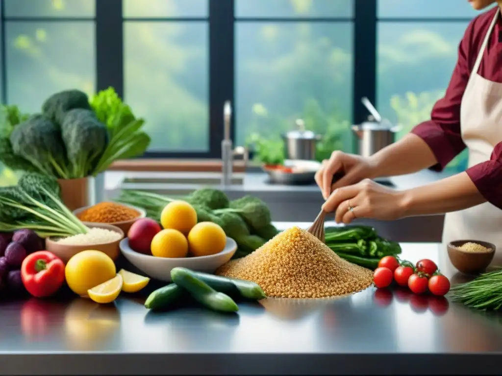 Preparación de recetas sin gluten fáciles en una cocina colorida y vibrante