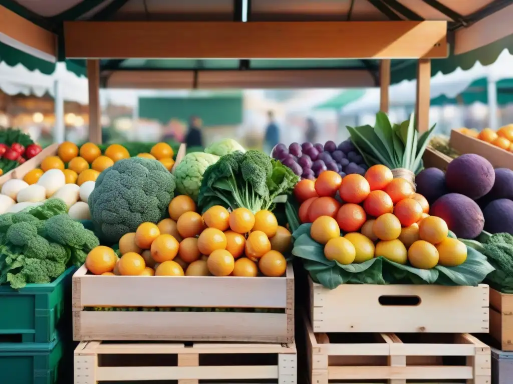 Un puesto de mercado orgánico sin gluten rebosante de coloridos productos frescos