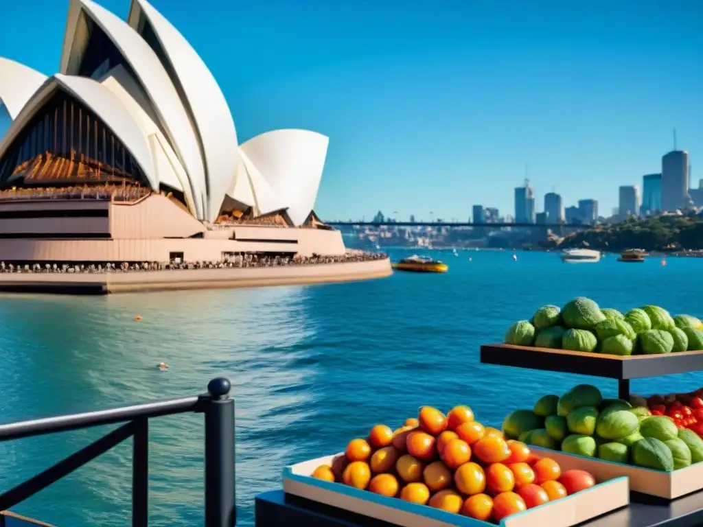 Recetas sin gluten Australia: Mercado al aire libre vibrante en Australia con productos frescos y coloridos