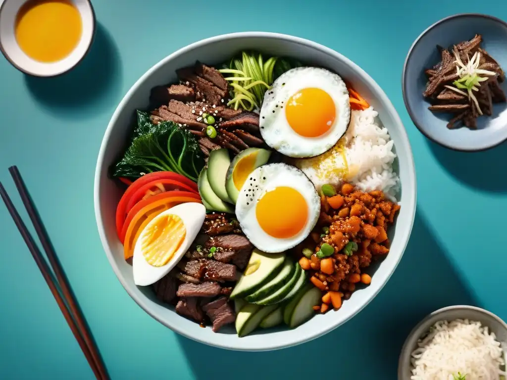 Bibimbap sin gluten recetas innovadoras: una explosión de colores en un cuenco vibrante y delicioso