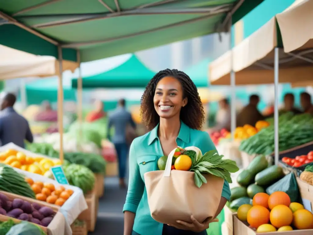 Un recorrido alegre por el mercado con recetas sin gluten innovadoras, colores vibrantes y productos frescos