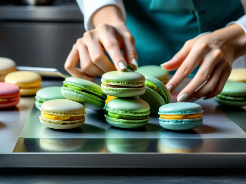 Un repostero experto crea macarons sin gluten con técnicas precisas