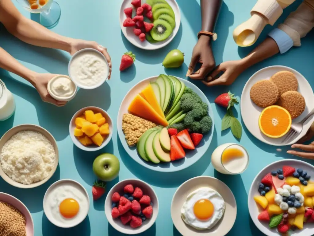 Una reunión alegre de personas diversas disfrutando alimentos probióticos sin gluten para la salud intestinal