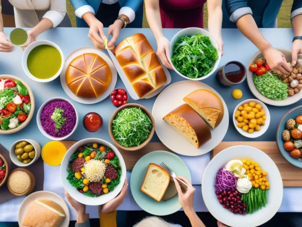 Una reunión multicultural disfrutando de delicias sin gluten en un mercado