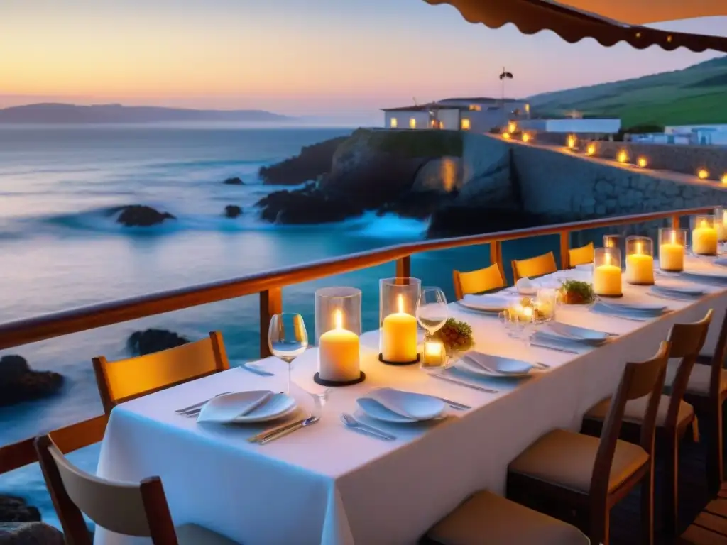 Romántico restaurante frente al mar en La Coruña con recetas sin gluten, terraza acogedora al atardecer