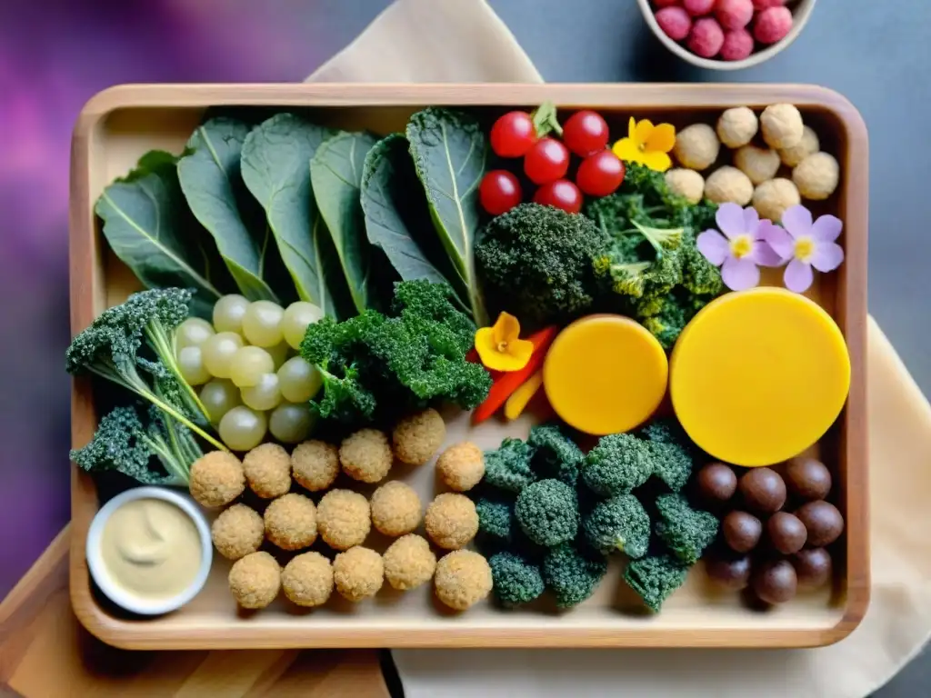 Una selección colorida y apetitosa de Snacks sin gluten saludables y deliciosos, presentados de forma artística en una tabla de madera