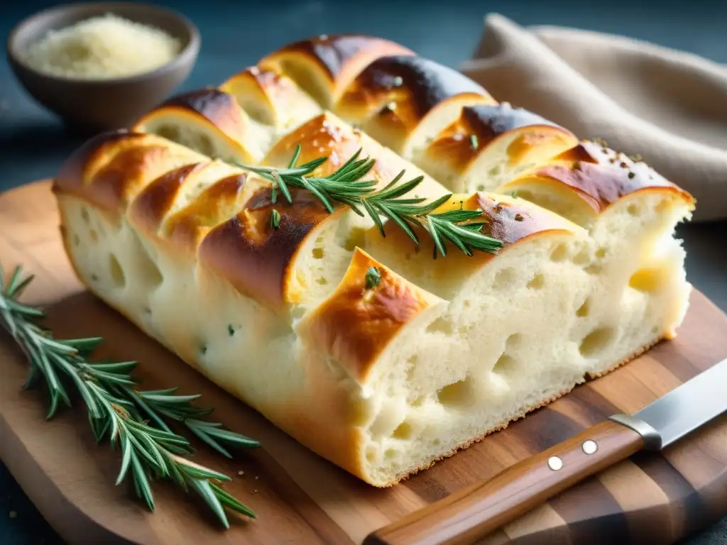 Suculenta focaccia sin gluten receta fácil, dorada y aromática con romero y sal marina