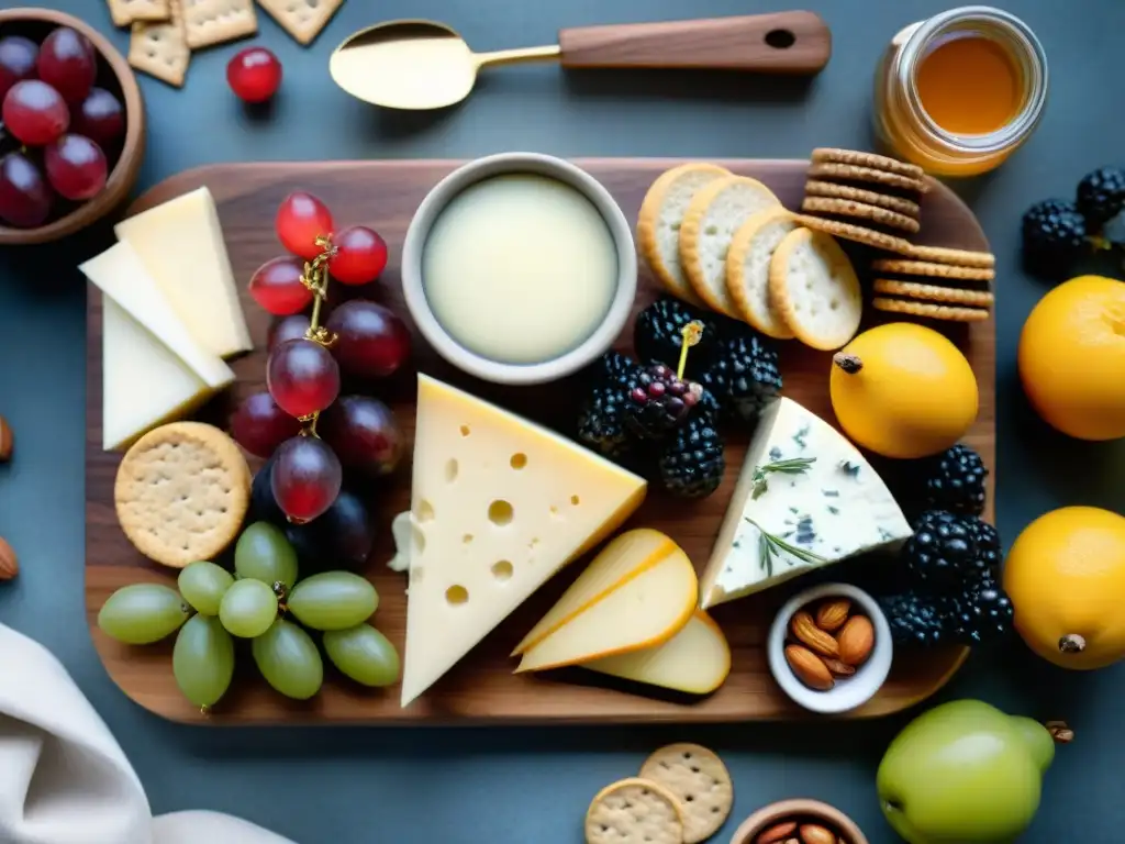 Una tabla de embutidos colorida con meriendas sin gluten innovadoras en un elegante plato de madera rústico