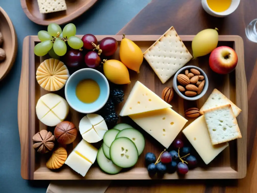 Una tabla de embutidos con snacks sin gluten innovadores en una cocina soleada