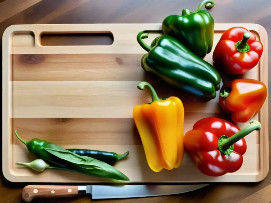 Tablas de cortar sin gluten: una imagen detallada de una tabla de madera impecable con verduras frescas y vibrantes