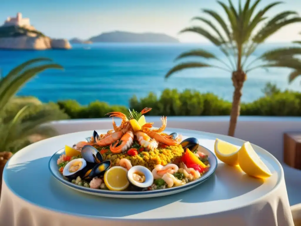 Deléitate con tapas sin gluten en Ibiza, con paella de mariscos y vistas al Mediterráneo