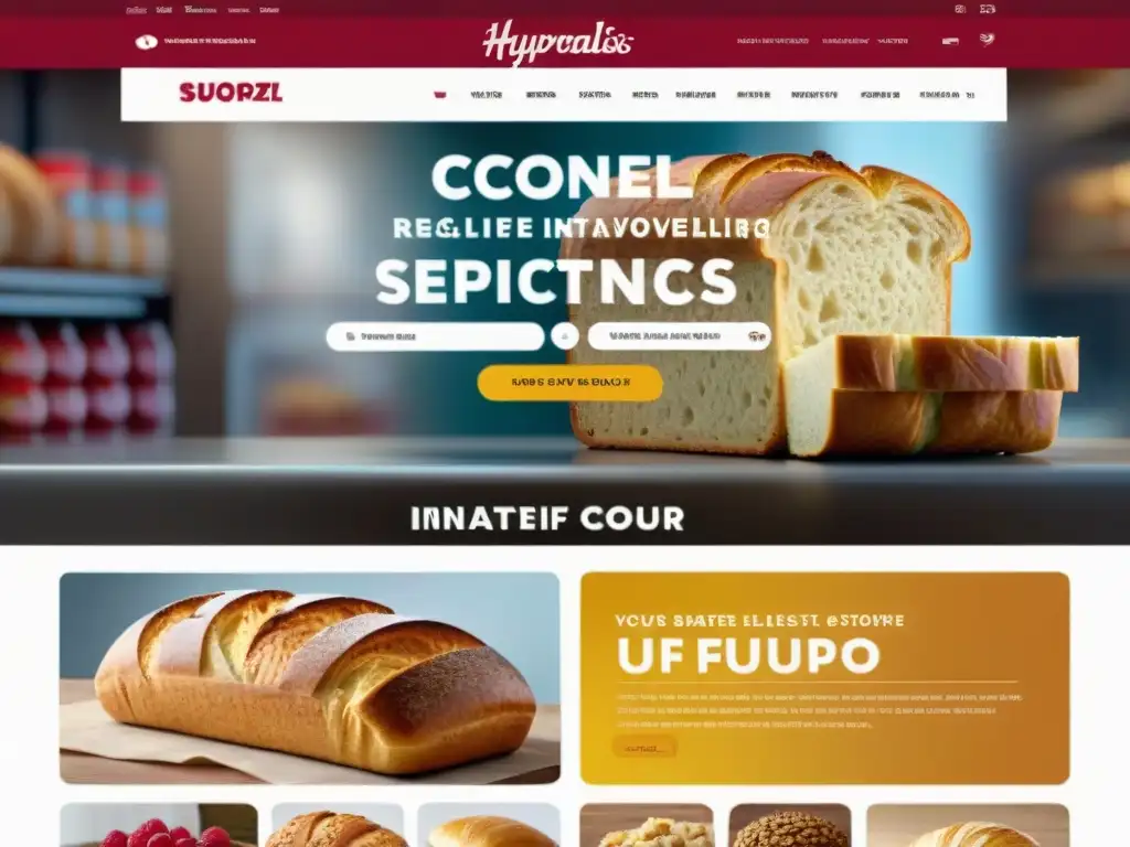 Una tienda online sin gluten innovadora, con snacks coloridos, pan recién horneado y repostería artesanal