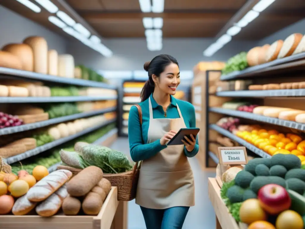 Una tienda online de productos sin gluten con clientes felices navegando en sus dispositivos digitales