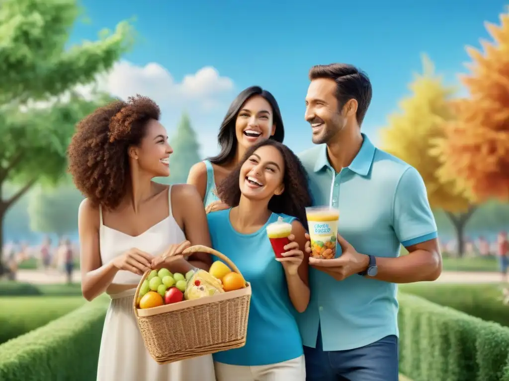 Una tierna imagen de una familia feliz disfrutando de una tarde en el parque, fomentando una crianza saludable para niños sin gluten