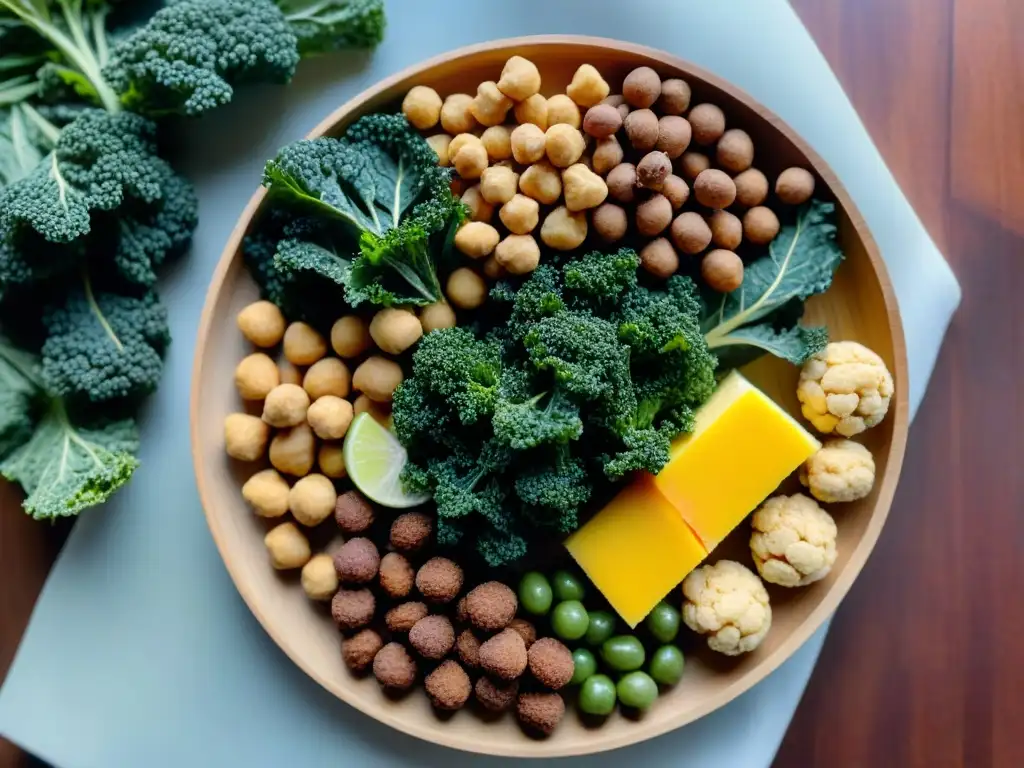 Variado surtido de snacks saludables sin gluten veganos en plato de madera con toques de color y frescura