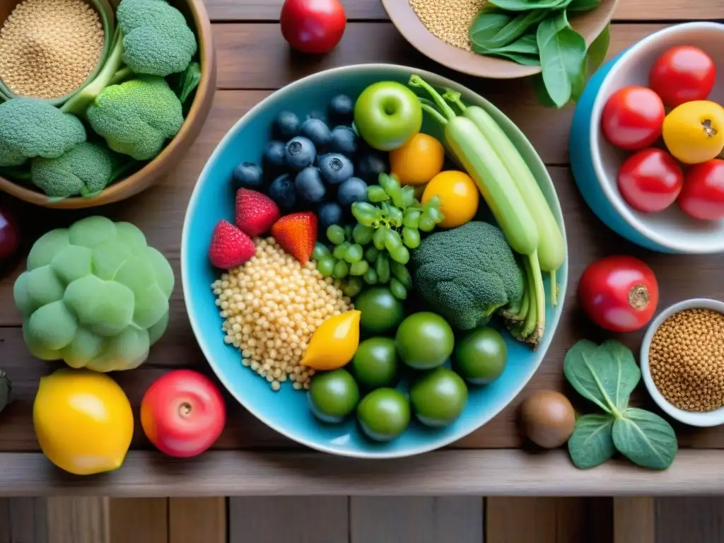 Deléitate con una variedad de alimentos sin gluten en una mesa rústica bajo una luz suave, mostrando los beneficios de una dieta sin gluten balanceada