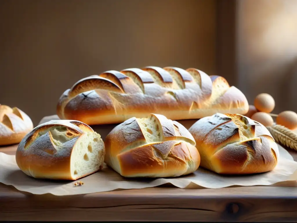 Una variedad de pan sin gluten recetas innovadoras en una panadería rústica con detalles realistas