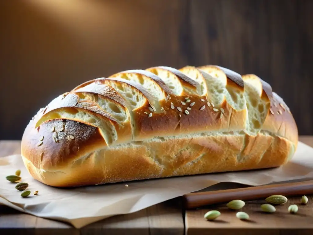 Una variedad de panes sin gluten bajos carbohidratos recién horneados en mesa rústica