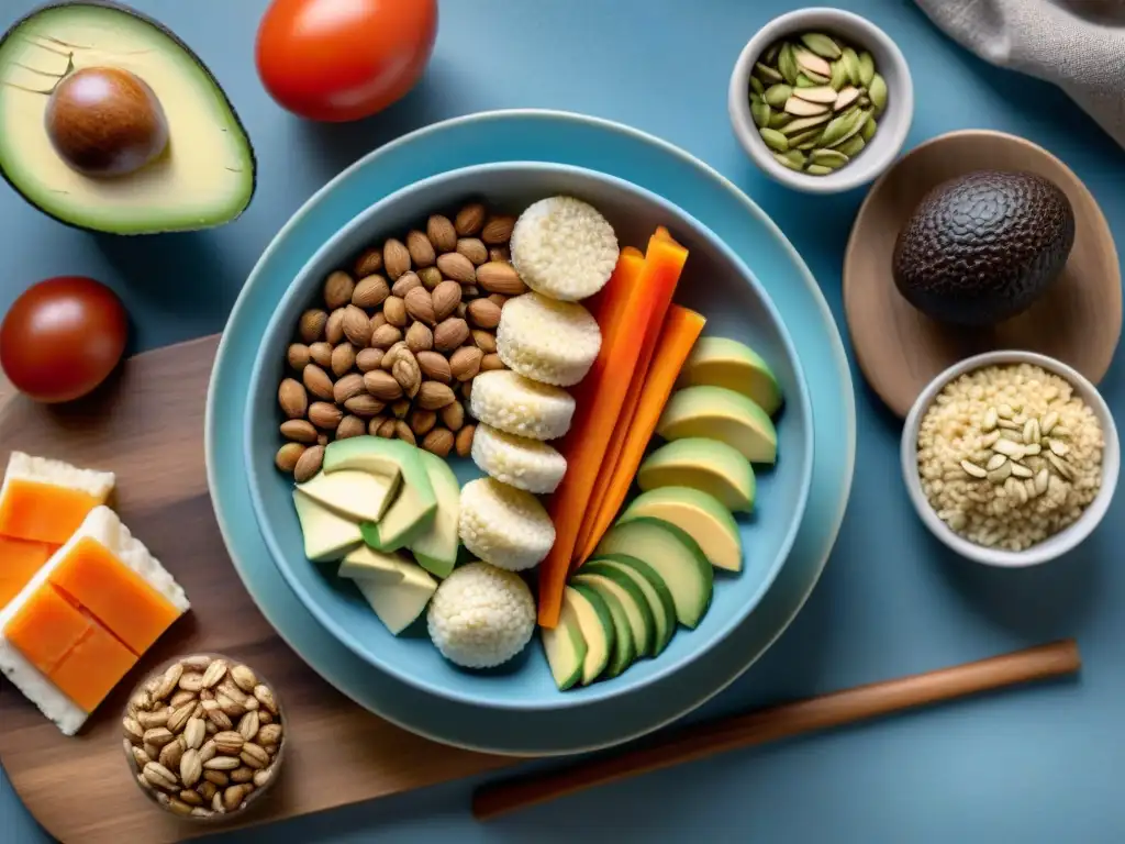 Una variedad de snacks sin gluten para atletas, expertamente presentados en tabla de madera