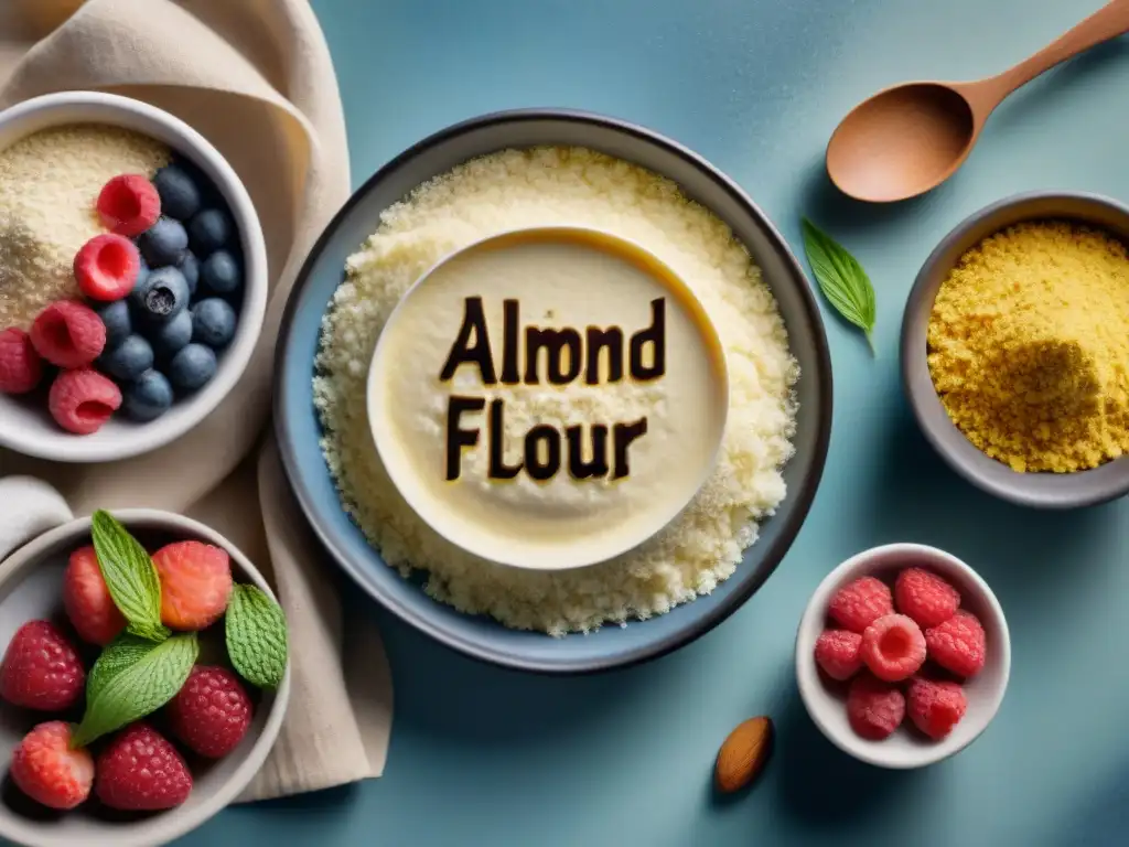 Ingredientes sin gluten: innovación culinaria en tu cocina Una variedad de sustitutos innovadores para recetas sin gluten, bellamente dispuestos en una encimera de cocina moderna