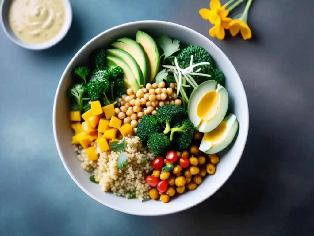 Un vibrante y colorido Buddha bowl con platos sin gluten rápidos internacionales