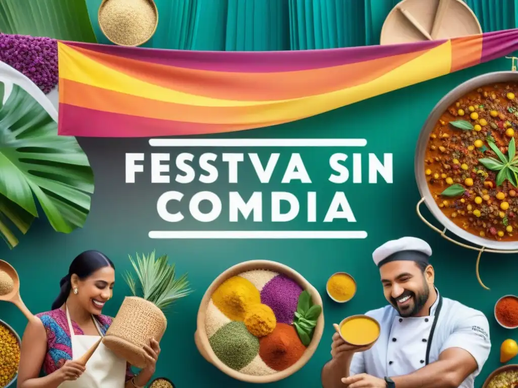 Un vibrante festival de comida sin gluten y especias, donde se celebra la diversidad culinaria en un ambiente inclusivo y festivo