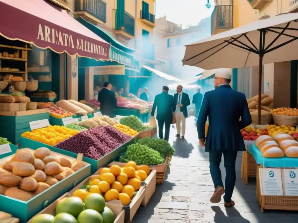 Un vibrante mercado al aire libre en Alicante, España, con productos frescos y especialidades sin gluten