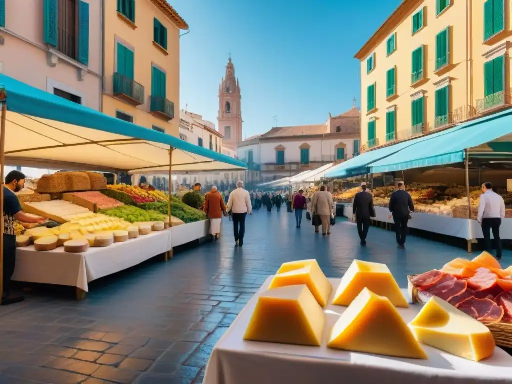 Un vibrante mercado al aire libre en Murcia con platos sin gluten en Murcia, colores y sabores auténticos