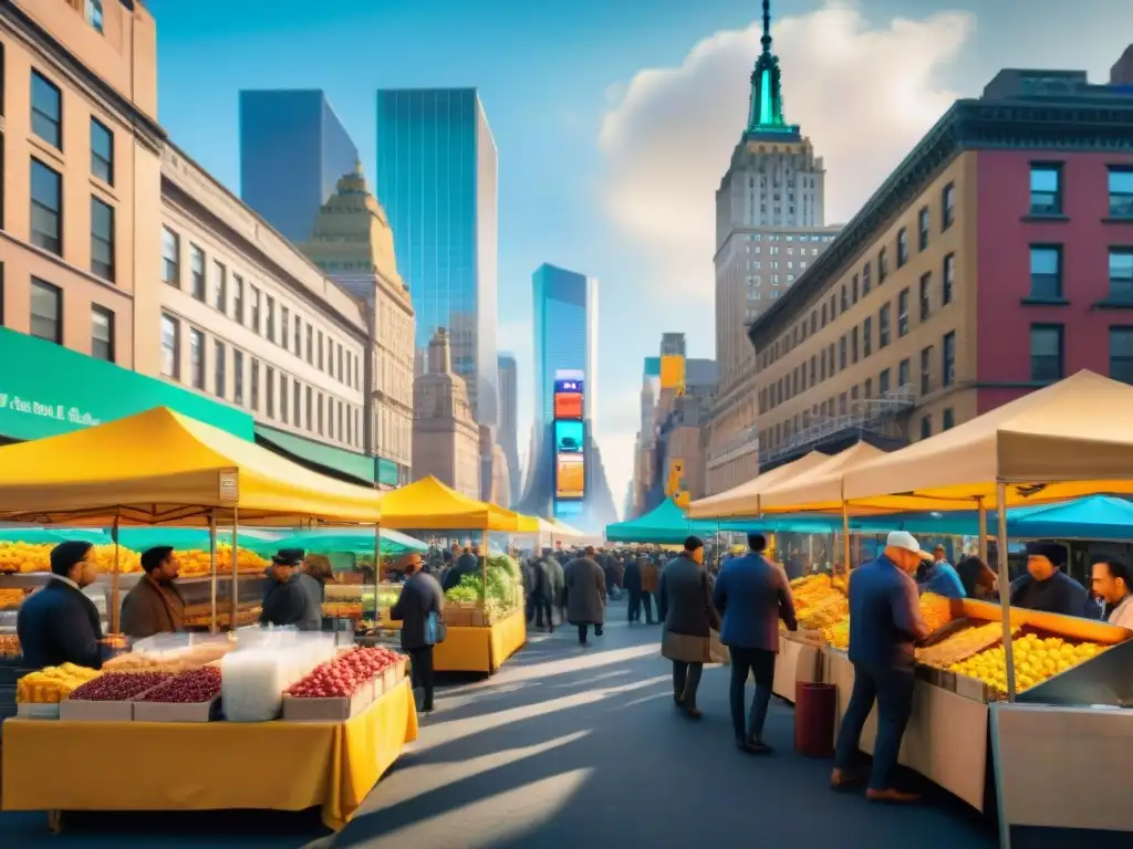 Un vibrante mercado callejero en Nueva York, para destinos sin gluten para viajeros