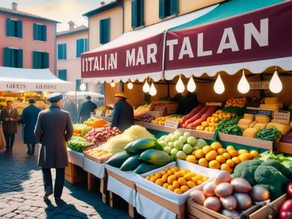 Vibrante mercado italiano con cocina sin gluten en Italia