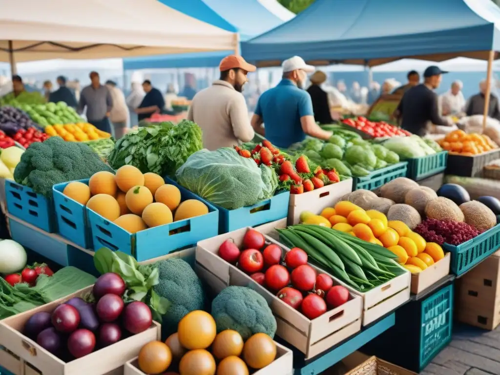 Un vibrante mercado con marcas de alimentos orgánicos sin gluten, colores y diversidad