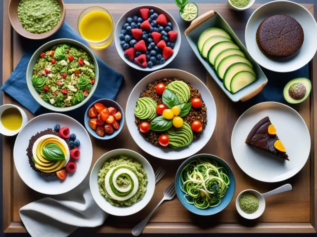 Una vida sin gluten: recetas innovadoras en un festín de colores y sabores sobre una mesa rústica