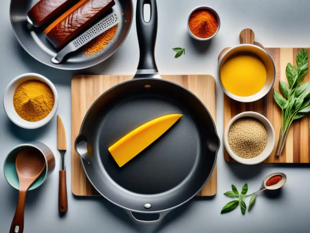 Vista detallada de equipamiento cocina atleta sin gluten en encimera moderna y elegante